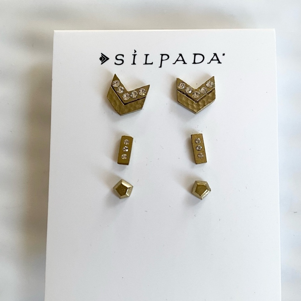 Silpada KR Gold and CZ Earring - Picture 3 of 5